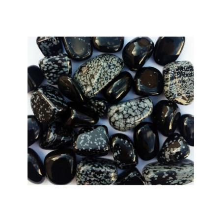 Canto Rodado Mediano Obsidiana Nevada de 2,5 a 3,5 cm