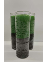 Auténtico Velón Esotérico Negro-Verde en Vaso de Cristal Grueso
