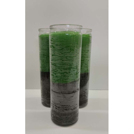 Auténtico Velón Esotérico Negro-Verde en Vaso de Cristal Grueso