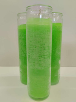 Auténtico Velón Esotérico Verde Claro en Vaso de Cristal Grueso