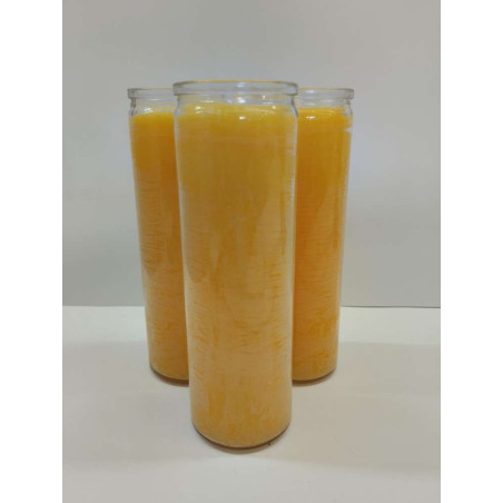 Auténtico Velón Esotérico Naranja en Vaso de Cristal Grueso
