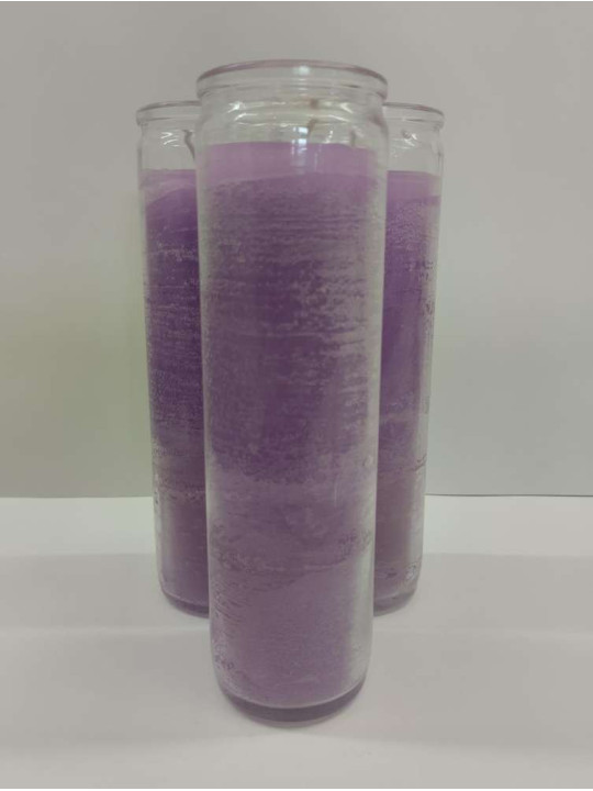 Auténtico Velón Esotérico Violeta en Vaso de Cristal Grueso