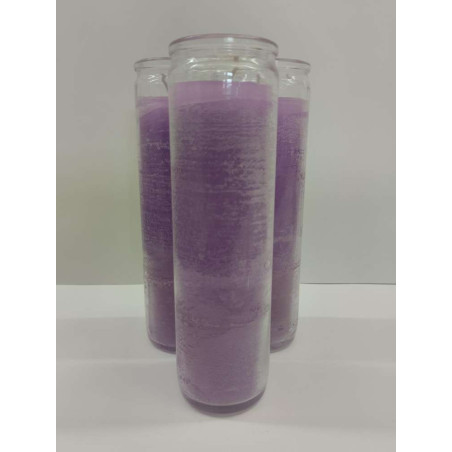 Auténtico Velón Esotérico Violeta en Vaso de Cristal Grueso