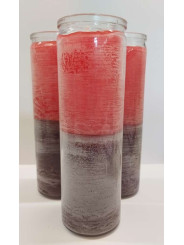 Auténtico Velón Esotérico Morado-Rojo en Vaso de Cristal Grueso