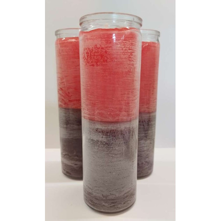 Auténtico Velón Esotérico Morado-Rojo en Vaso de Cristal Grueso
