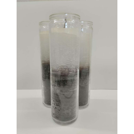 Auténtico Velón Esotérico Negro-Blanco en Vaso de Cristal Grueso
