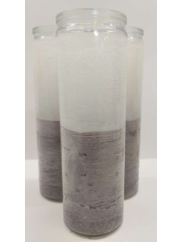 Auténtico Velón Esotérico Morado-Blanco en Vaso de Cristal Grueso