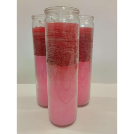 Auténtico Velón Esotérico Rojo-Rosa en Vaso de Cristal Grueso