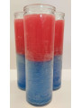 Auténtico Velón Esotérico Rojo-Azul en Vaso de Cristal Grueso