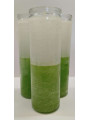 Auténtico Velón Esotérico Verde-Blanco en Vaso de Cristal Grueso