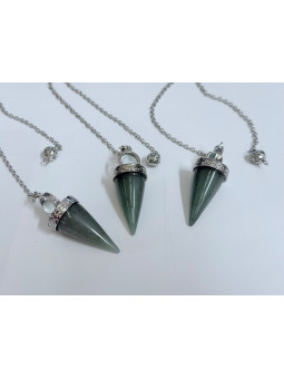 Péndulo Mineral Aventurina Verde con Bola Cuarzo Cristal