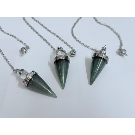 Péndulo Mineral Aventurina Verde con Bola Cuarzo Cristal