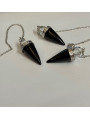 Péndulo Mineral Obsidiana Negra con Bola Cuarzo Cristal