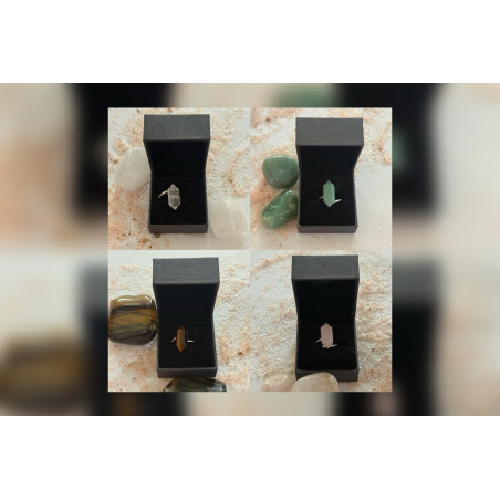 Anillos de Plata Con Minerales con Caja Expositora (Aleatorio)