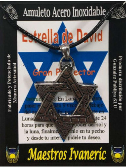 Talismán Artesano Grande De Acero Inoxidable, Estrella de David, Protección