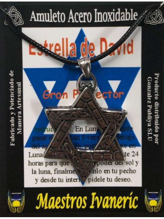 Talismán Artesano Grande De Acero Inoxidable, Estrella de David, Protección