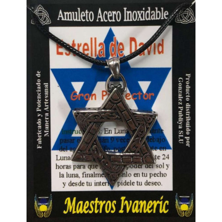 Talismán Artesano Grande De Acero Inoxidable, Estrella de David, Protección