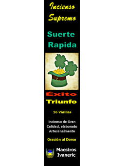 Incienso Supremo de Propósito Suerte Rapida, Con Oración