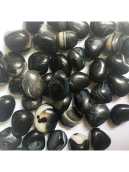 Canto Rodado Mediano Ágata Negra de 2,5 a 3,5 cm