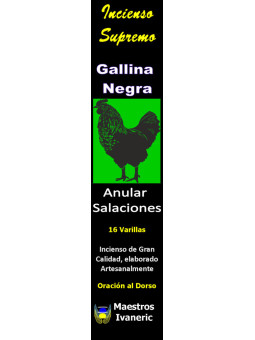 Incienso Supremo de Propósito Gallina Negra, Con Oración