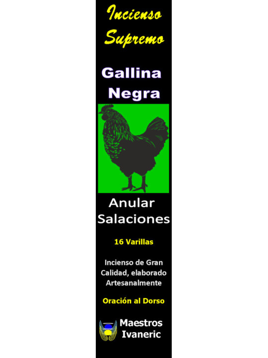 Incienso Supremo de Propósito Gallina Negra, Con Oración