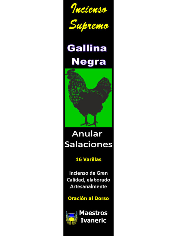 Incienso Supremo de Propósito Gallina Negra, Con Oración