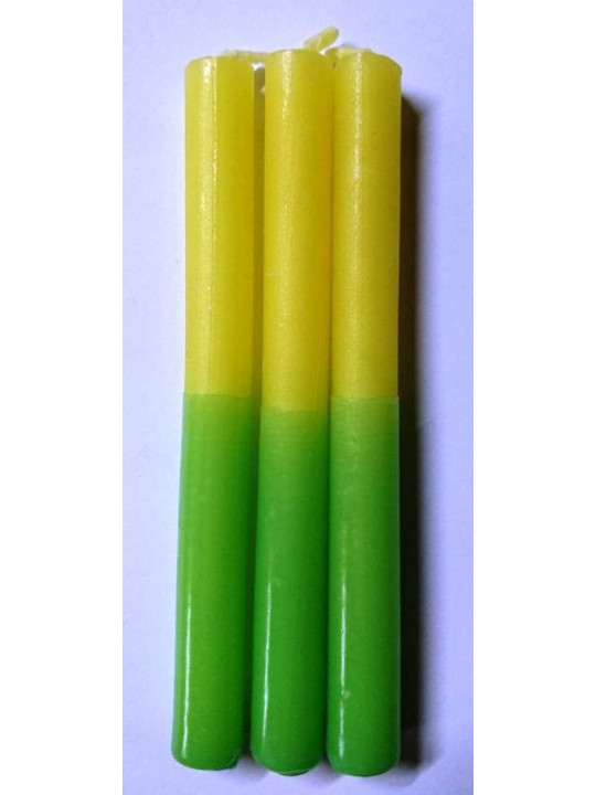 Vela Esotérica Especial 11 Cm Verde-Amarilla