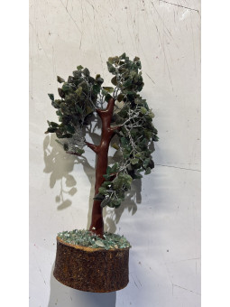 Árbol Mineral Aventurina Verde con Base de Madera Natural