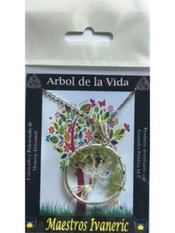 Colgante Árbol de la Vida en Circulo Mineral Aventurina