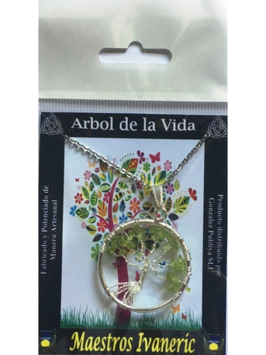 Colgante Árbol de la Vida en Circulo Mineral Aventurina
