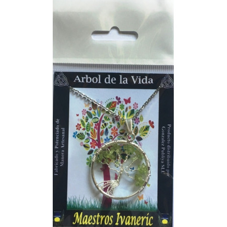 Colgante Árbol de la Vida en Circulo Mineral Aventurina