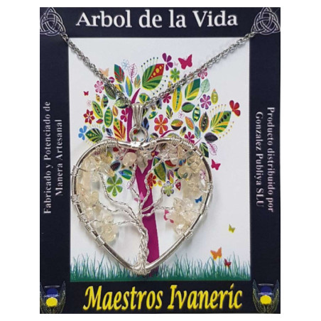 Colgante Árbol de la Vida en Corazón Mineral Cuarzo Citrino
