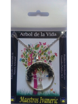 Colgante Árbol de la Vida en Circulo Mineral Onix