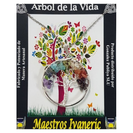 Colgante con Minerales Árbol de la Vida. 7 Chakras