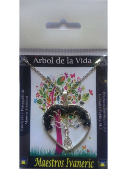 Colgante Árbol de la Vida en Corazón Mineral Turmalina