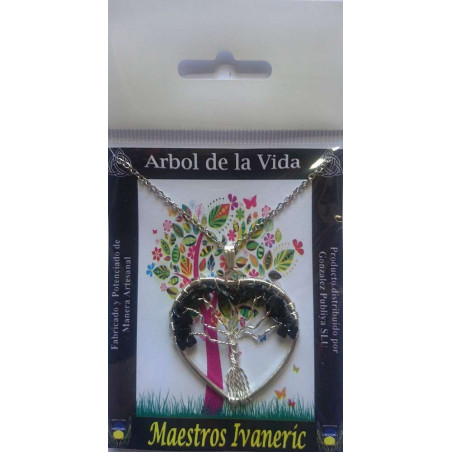 Colgante Árbol de la Vida en Corazón Mineral Turmalina