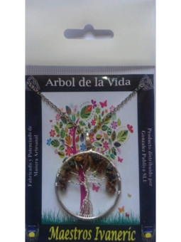 Colgante Árbol de la Vida en Circulo Mineral Ojo de Tigre