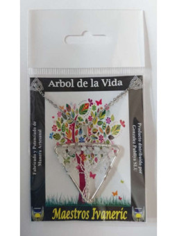 Colgante Árbol de la Vida en Triangulo Mineral Cuarzo Blanco