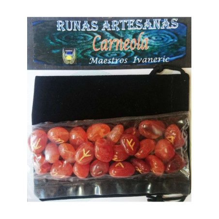 Runas de Carneola con Bolsa Guarda Runas
