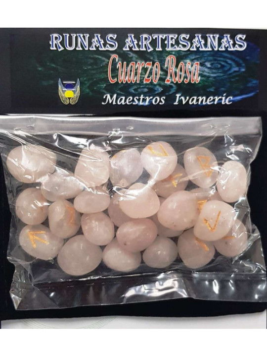 Runas de Cuarzo Rosa con Bolsa Guarda Runas