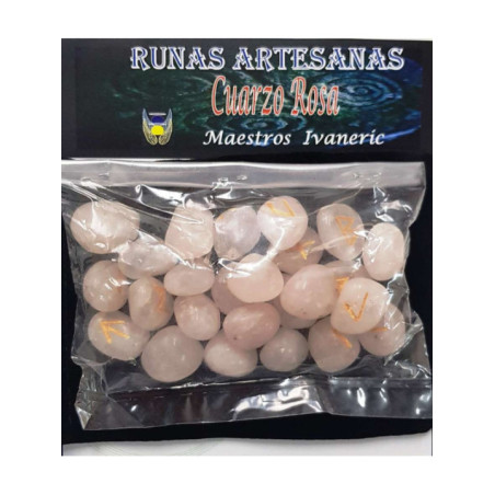 Runas de Cuarzo Rosa con Bolsa Guarda Runas