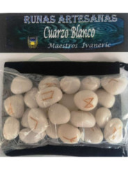 Runas de Cuarzo Blanco con Bolsa Guarda Runas
