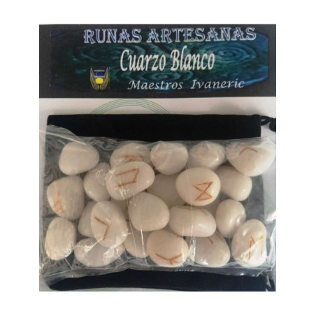 Runas de Cuarzo Blanco con Bolsa Guarda Runas