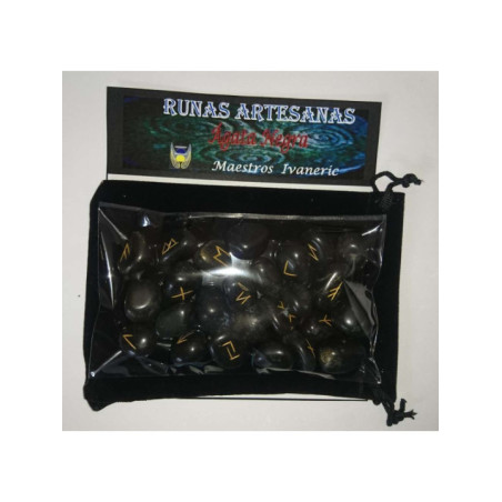Runas de Ágata Negra  con Bolsa Guarda Runas