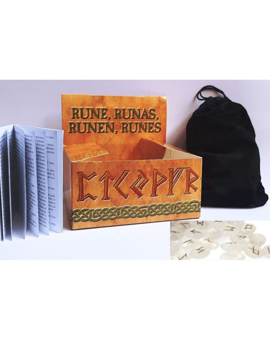 Runas Cristal de Roca, Incluye Instrucciones, Estuche y Bolsa