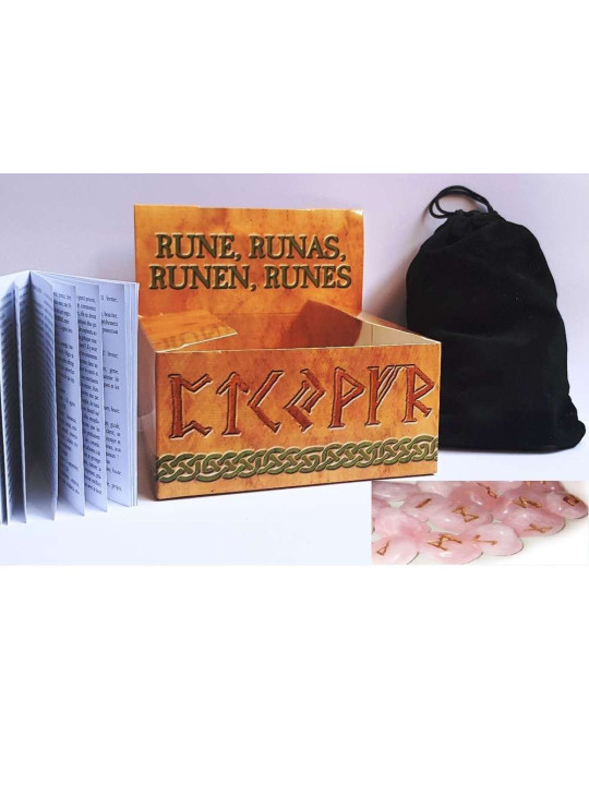 Runas Cuarzo Rosa, Incluye Instrucciones, Estuche y Bolsa