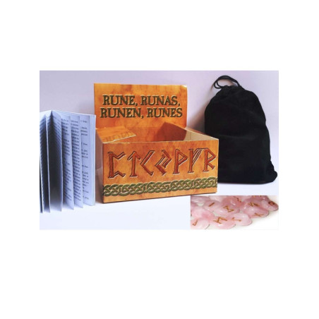 Runas Cuarzo Rosa, Incluye Instrucciones, Estuche y Bolsa