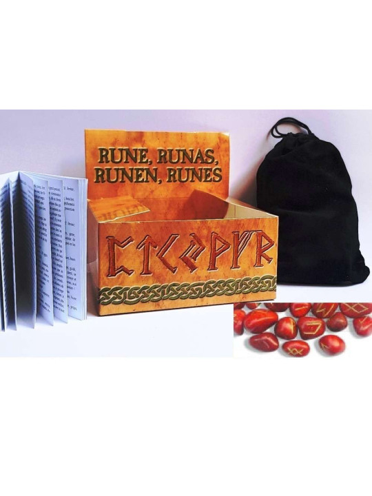 Runas Jaspe Rojo, Incluye Instrucciones, Estuche y Bolsa