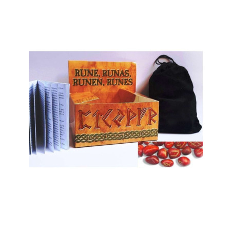 Runas Jaspe Rojo, Incluye Instrucciones, Estuche y Bolsa