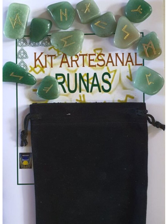 Runas de Aventurina, Bolsa Antelina y Libro de Instrucciones